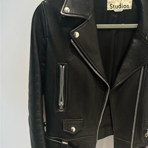 Acne Studios Leather Biker Jacket Size 36 - Picture 3 of 9
